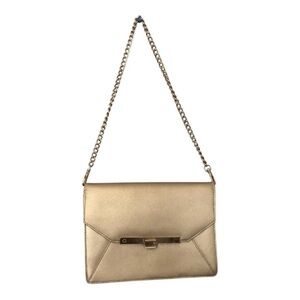 C Wonder Gold Envelope Clutch Purse Bag Gold Chain Strap Clasp Closure Holidays